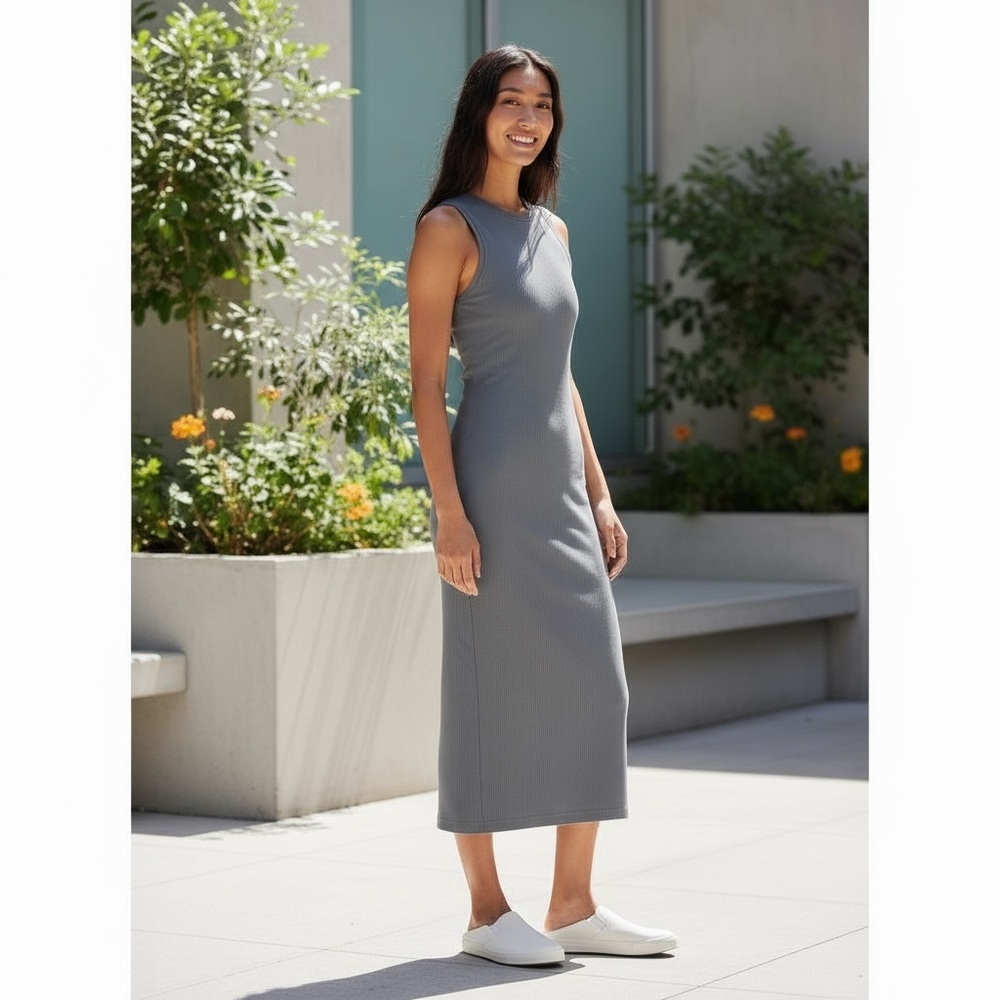 Lululemon All Aligned Ribbed Midi Dress Oil Blue Sleeveless Women’s Sizes 8 & 12